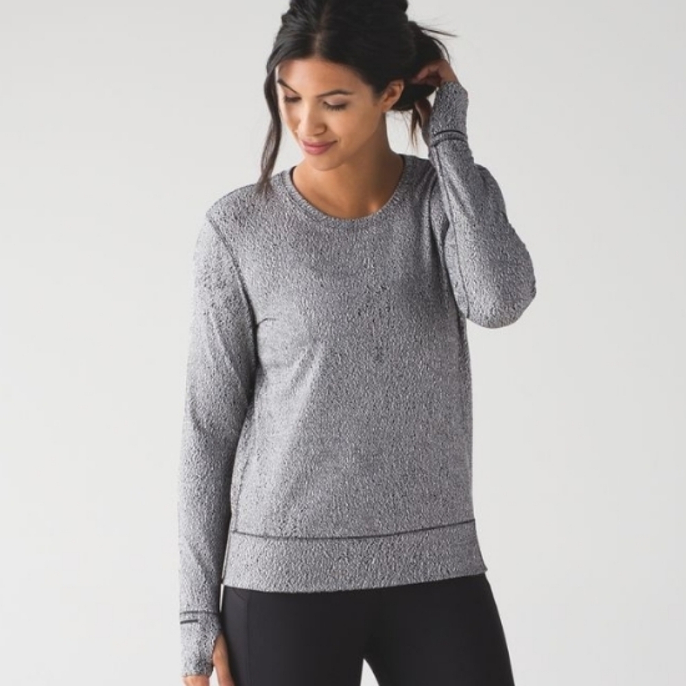 lululemon Rush Hour Long Sleeve Jaquard White and Black Sz 4